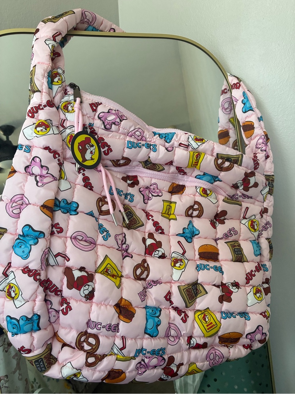 Pink Buc-ee's Quilted Logo Tote